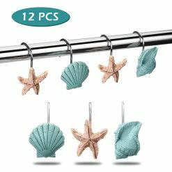 Buy 🔥 AGPtEK 12 PCS Fashion Decorative Curtain Hooks (Seashell: Blue, Starfish: Tan, Conch: Blue) ⌛
