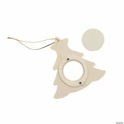 Best Sale 😀 DIY Unfinished Wood ❄ Christmas Tree Picture Frame Ornaments - Makes 12 🔔