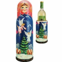 Cheapest 🎁 G. Debrekht Angels Hand-Painted Wooden Bottle Gift Box 🔔 Christmas Decor 🔔