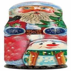 Best deal 👏 G. Debrekht Santa with Snowman Hand-Painted Wooden Bottle Gift Box 🎄 Christmas Decor 🧨