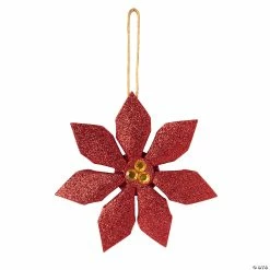 Promo 💯 Glitter Poinsettia Ornaments Craft Kit - Makes 12 😀