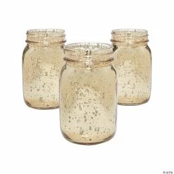 New 😀 Gold Mercury Mason Jars - 12 Pc. 🎁